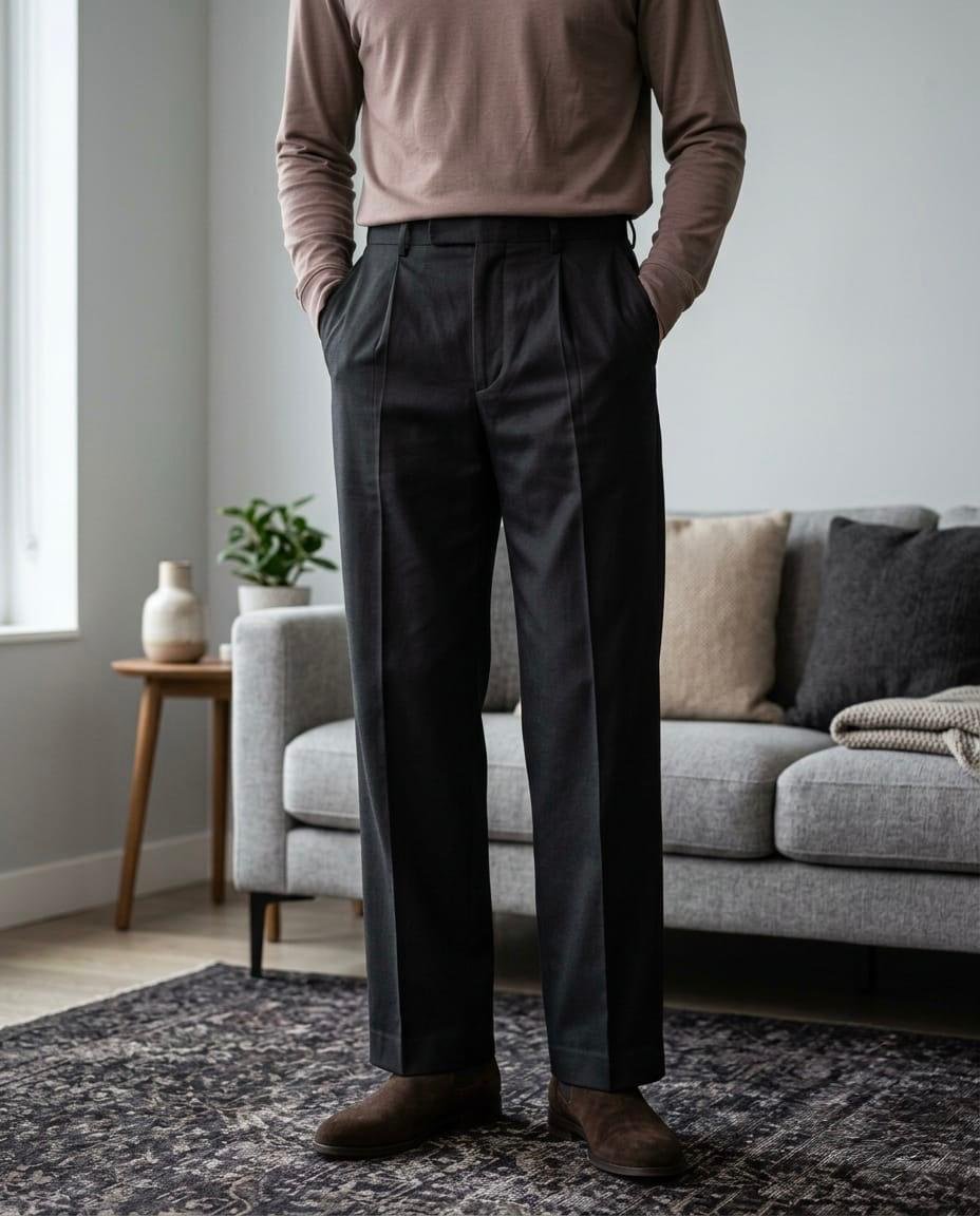 Men's Premium Japanese Fabric Pleated Trousers – Charcoal Grey