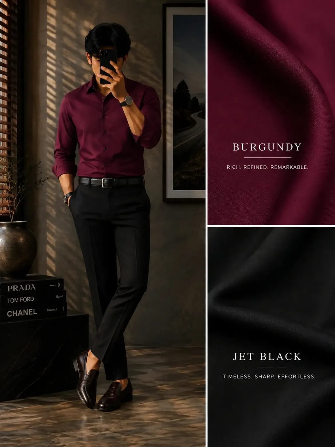 The Formiq Men’s Burgundy Solid Full Sleeve Formal Shirt | Slim Fit Office, Party & Business Wear Shirt