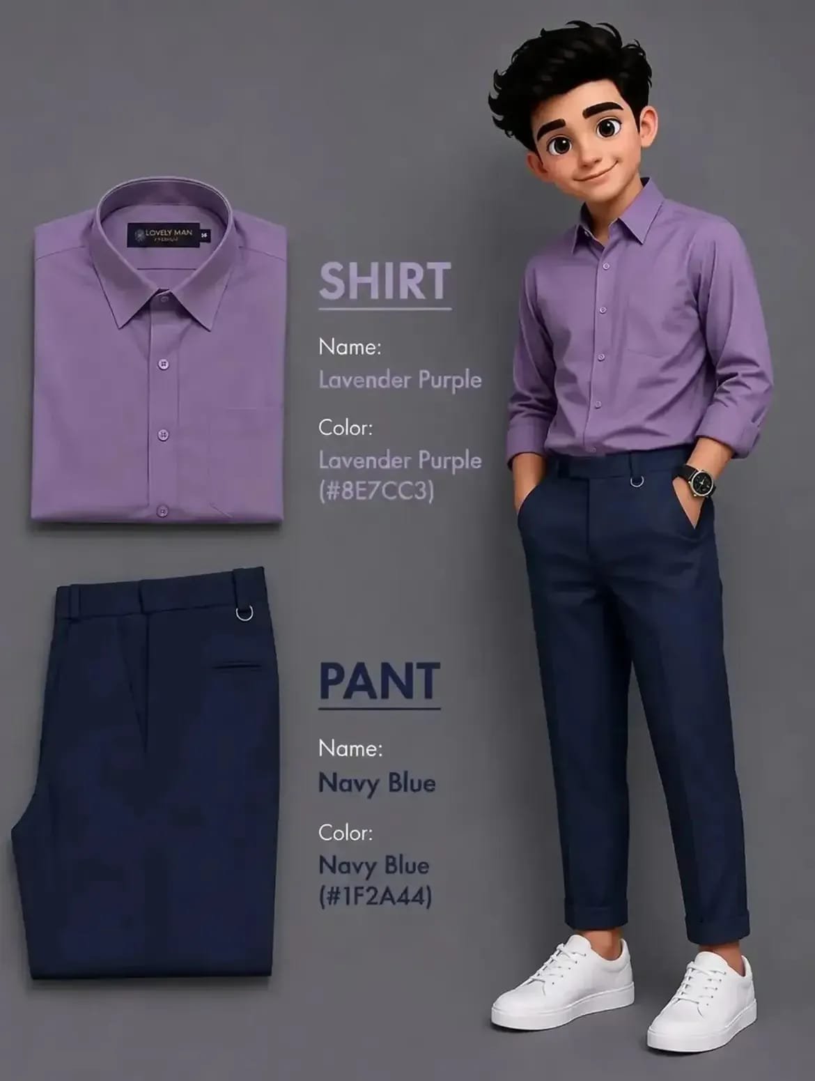 The Formiq Men’s Lavender Purple Shirt & Navy Blue Trouser Formal Combo