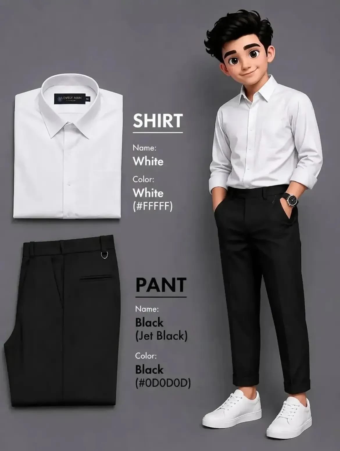 The Formiq Men’s Classic White Shirt & Jet Black Trouser Formal Combo