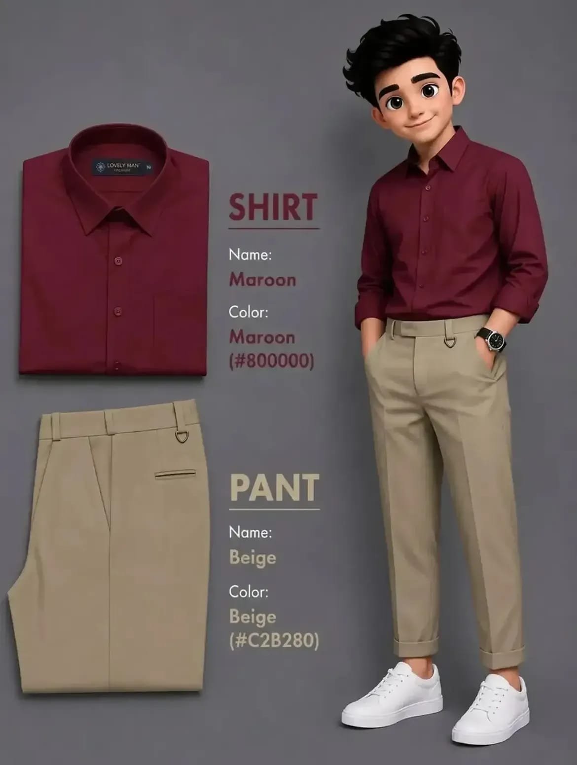 The Formiq Men’s Maroon Shirt & Beige Trouser Formal Combo